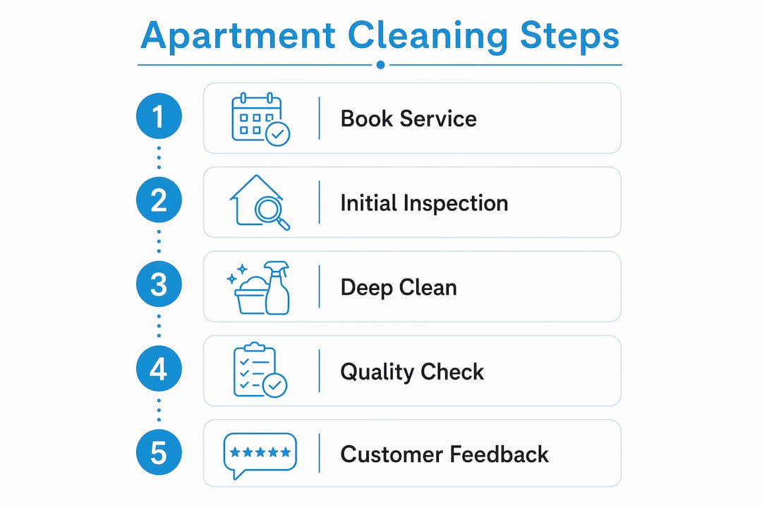 Infographic showing apartment cleaning steps