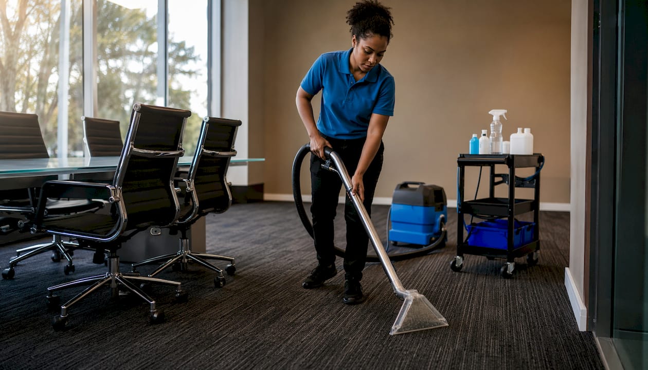 Cleaner operating carpet extraction machine