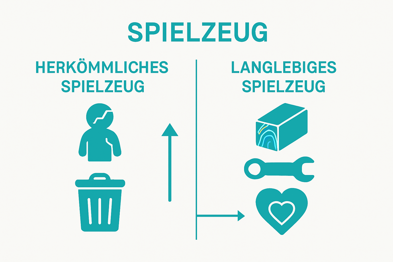 Visual comparison: conventional vs. durable toys
