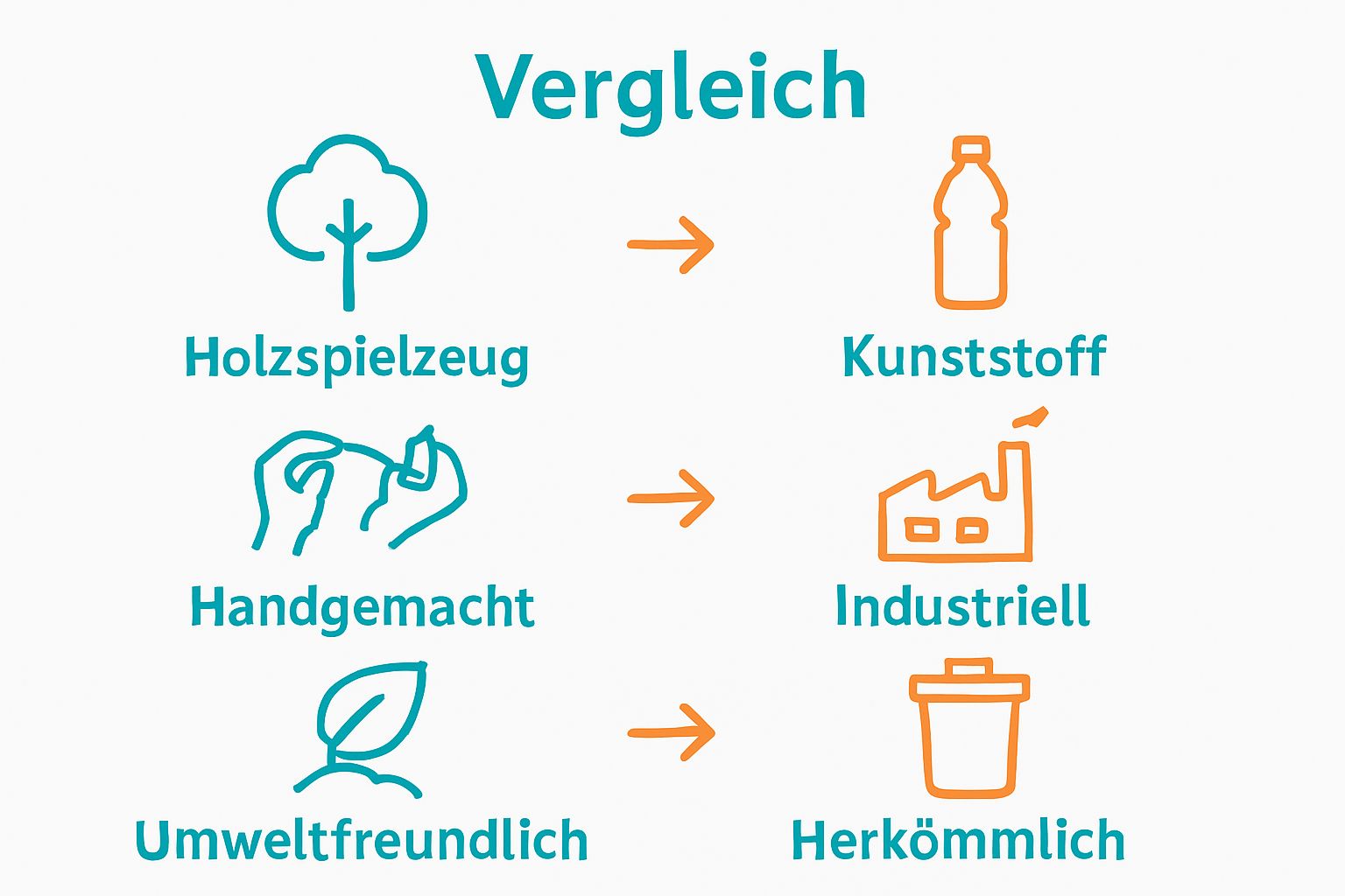 Vergleich nachhaltige und herkömmliche sensorische Spielzeuge
