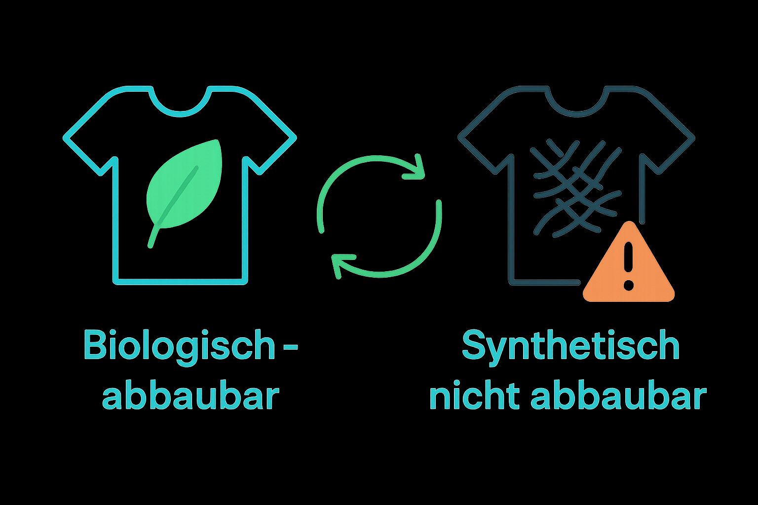 Vergleich Icons für biologische und synthetische Stoffe, Abbaubarkeit