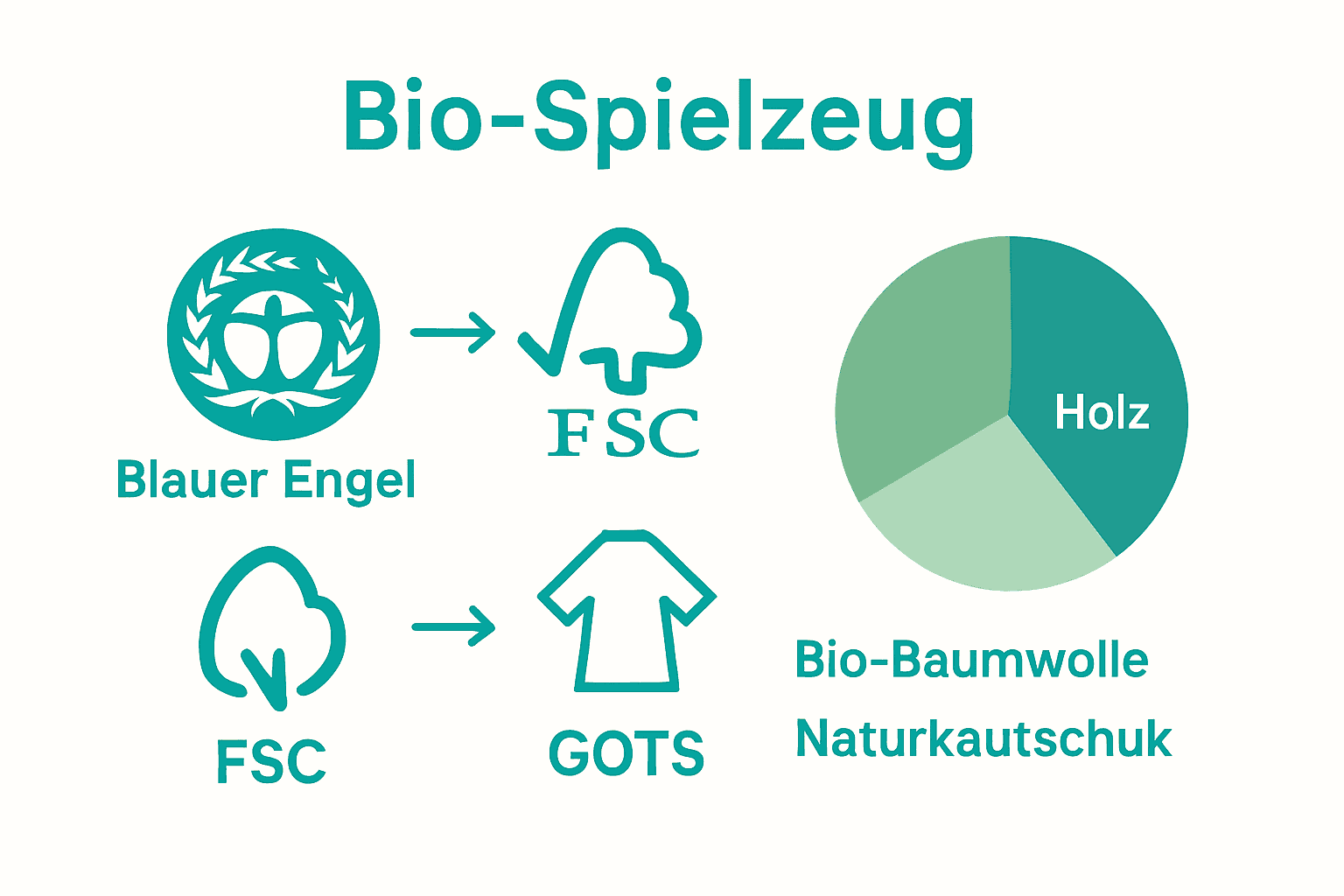 Infografik: Bio-Spielzeug Zertifikate und Materialverteilung
