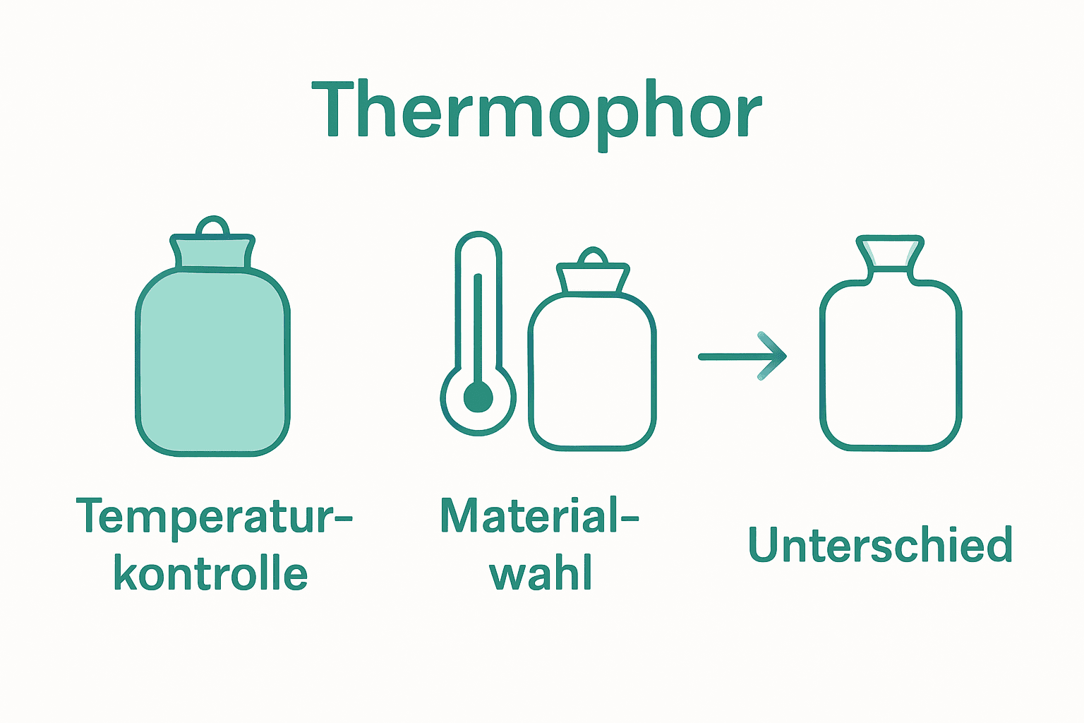 Vergleich zwischen Thermophor und Wärmflasche für Babys, Sicherheitssymbole, Temperaturregelung.