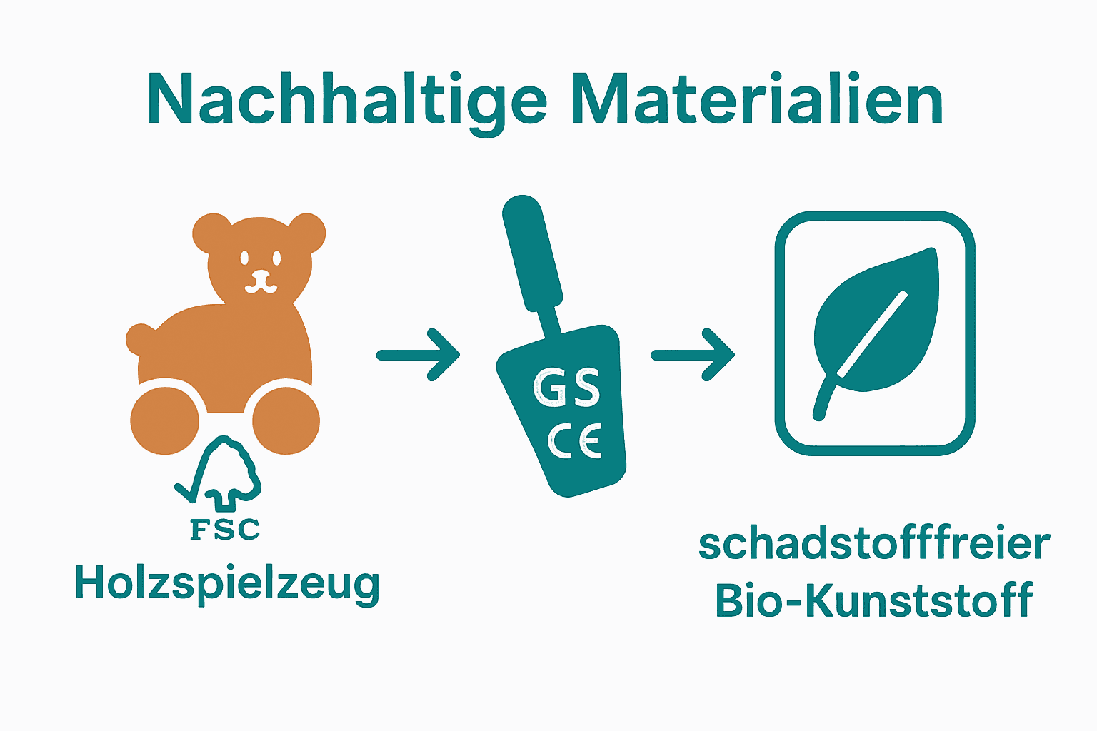 Infografik zu nachhaltigen Spielsiegeln und zertifizierten Materialien