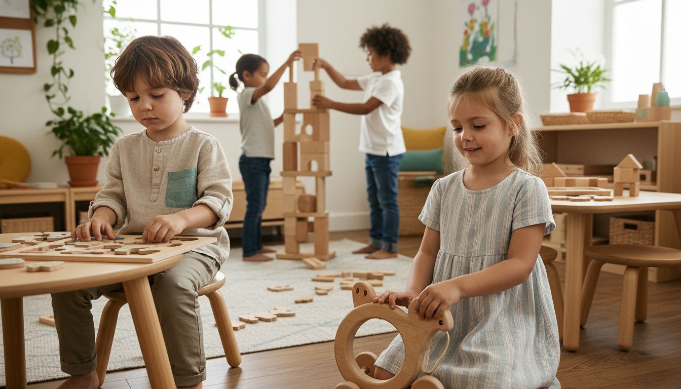 Kinder spielen Ergonomisches Spielzeug