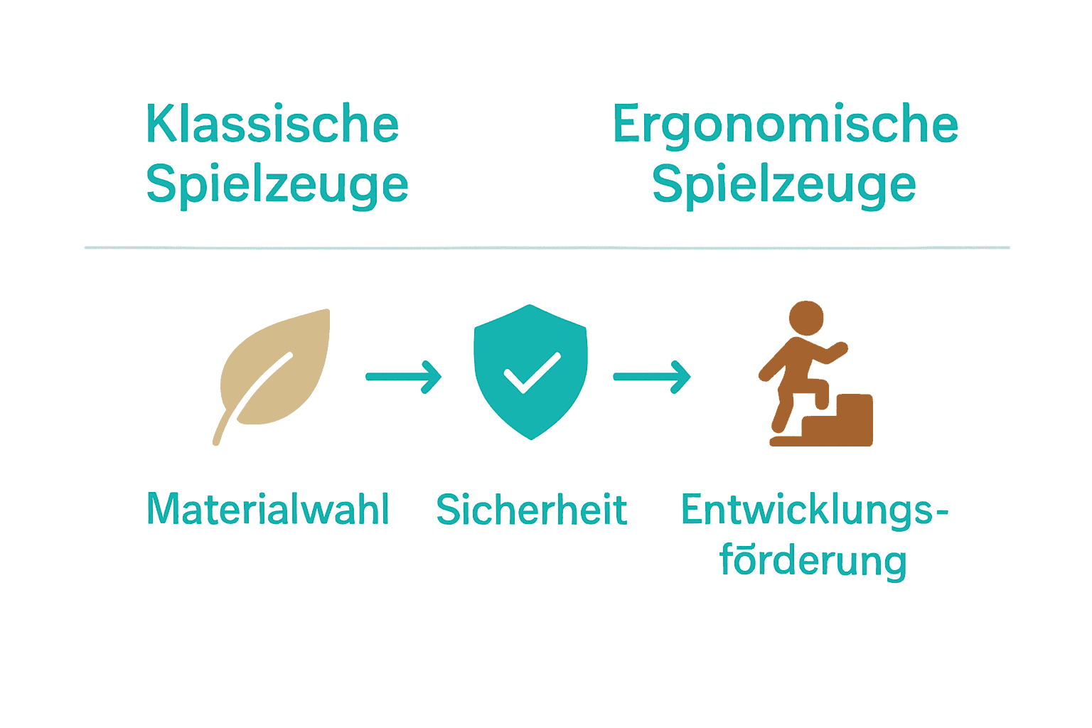 Infografik zum Vergleich ergonomischer und klassischer Spielzeuge