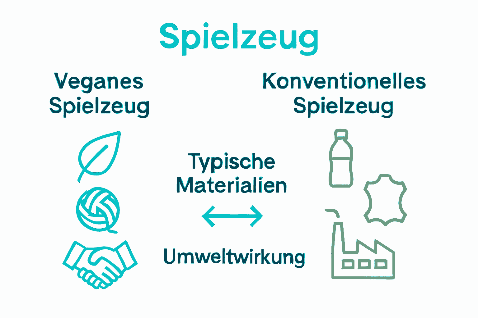 Infografik veganes vs konventionelles Spielzeug Materialien und Produktion