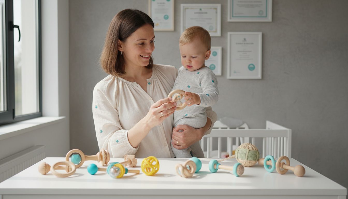 Babyrasseln verschiedene Materialien