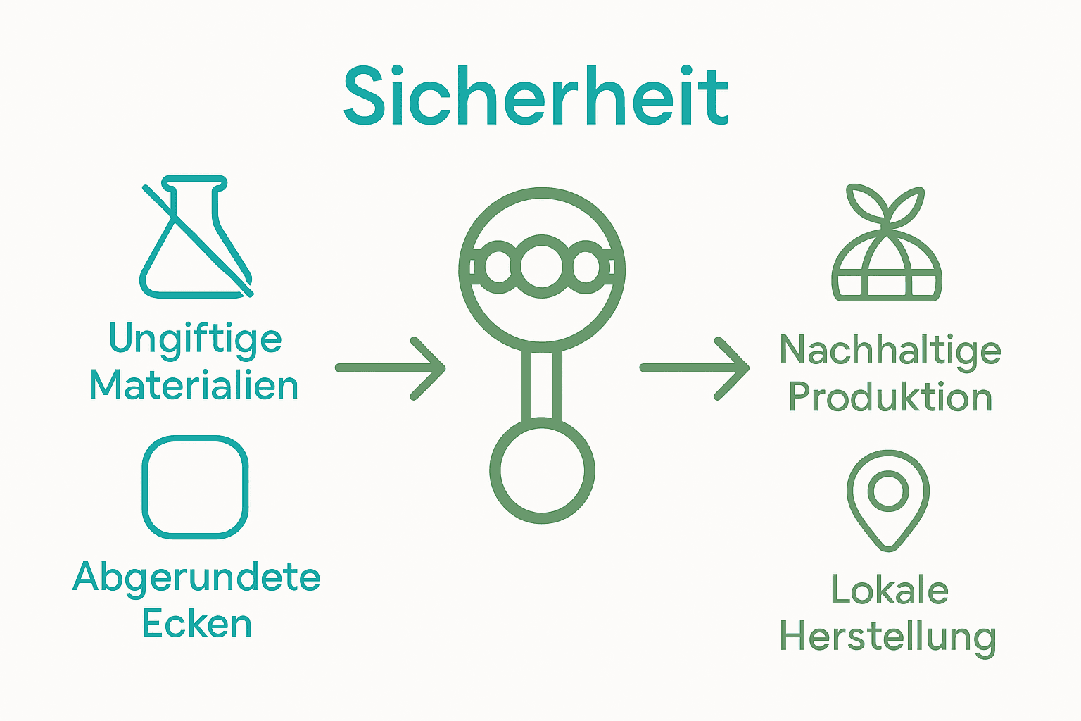 Sicherheitsstandards und Nachhaltigkeit Babyrasseln Infografik
