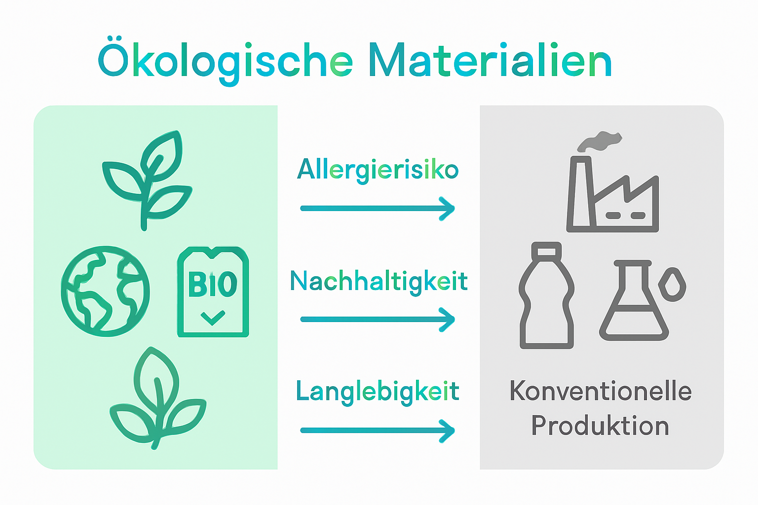 Infografik zeigt Vergleich ökologischer und konventioneller Kissen.