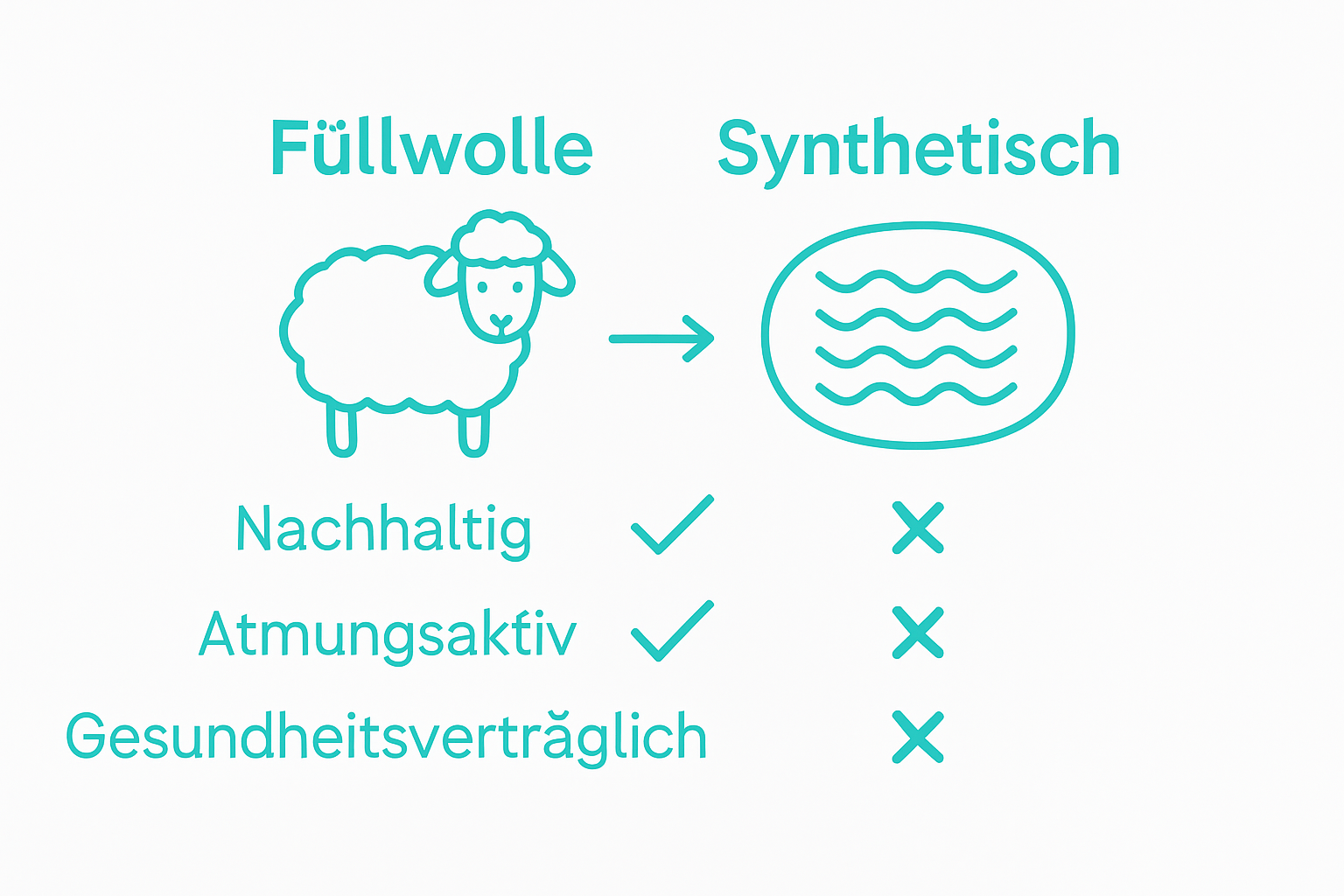 Infographic comparing wool and synthetic filling