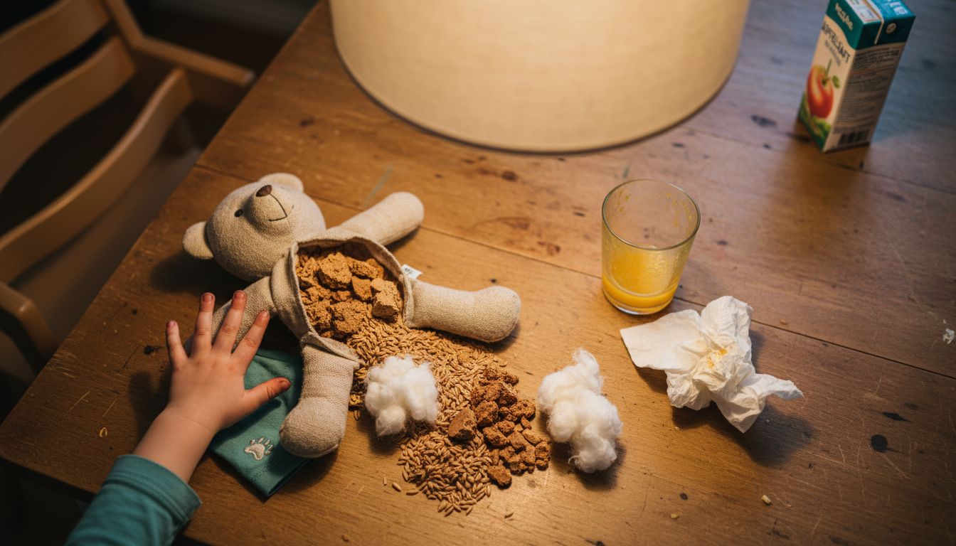 Natürliche Füllmaterialien für Kinderspielzeug anschaulich präsentiert