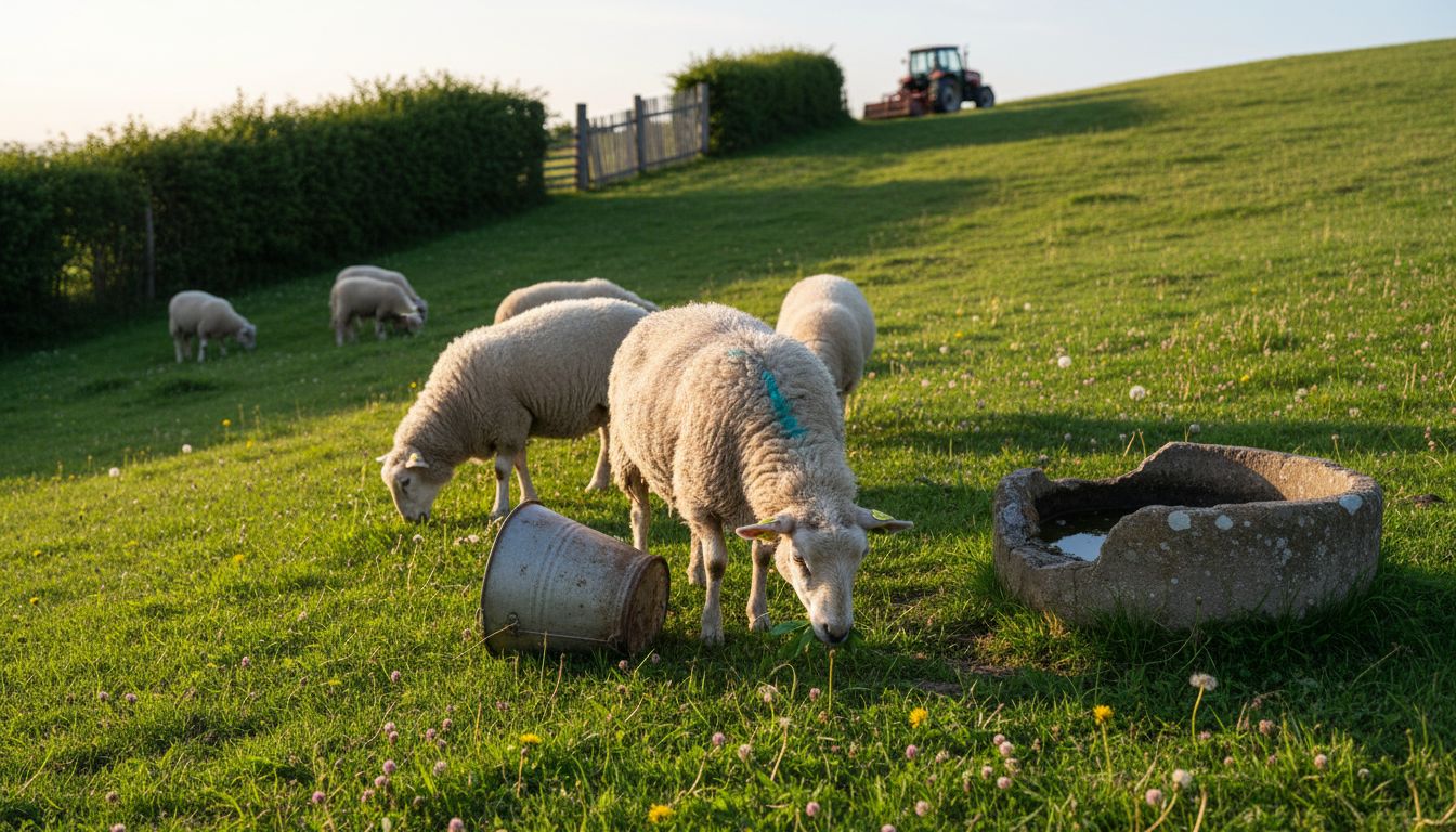 Schafe weiden auf einer ökologisch bewirtschafteten Weide.