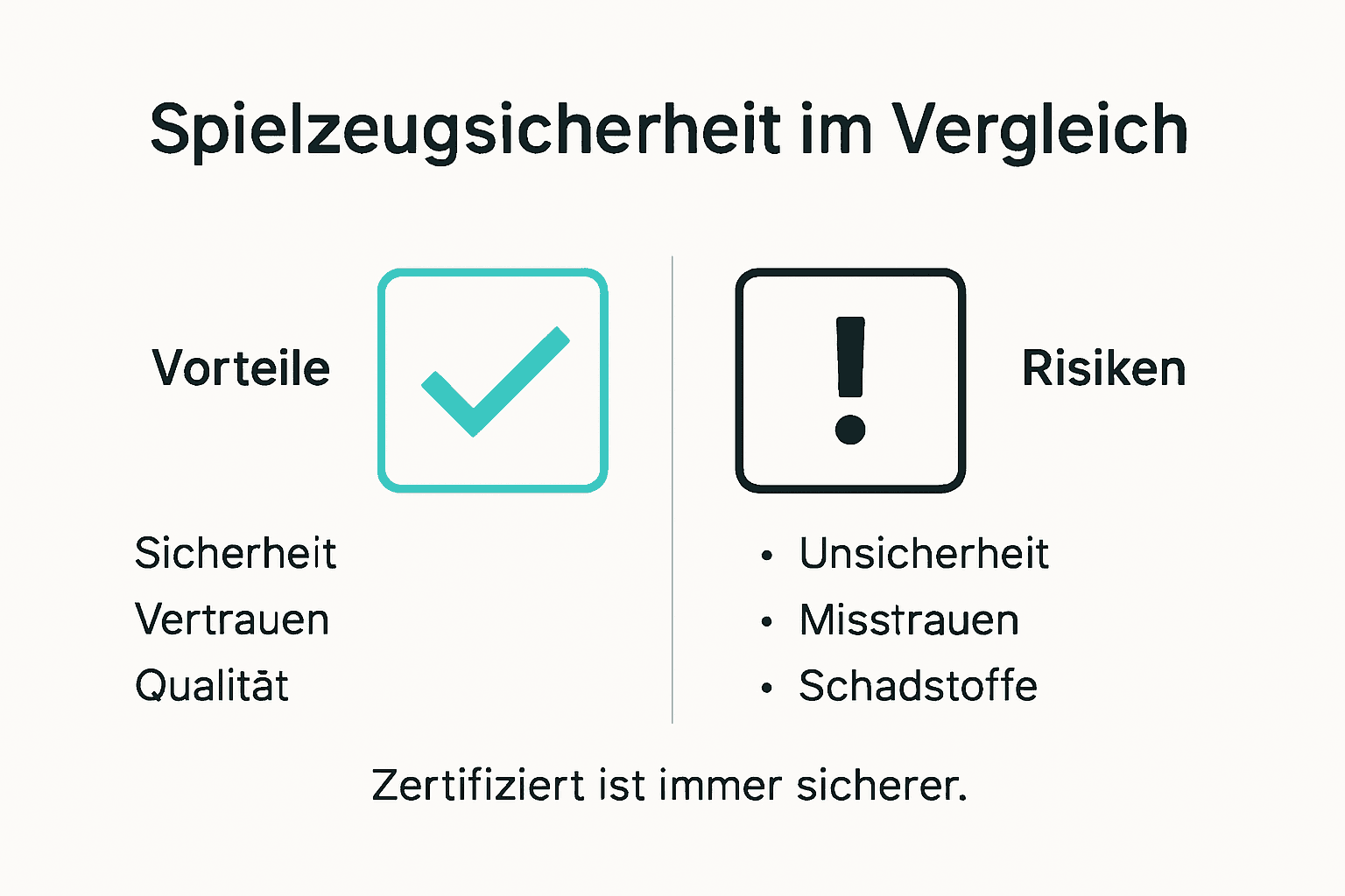 Infografik: Zertifiziertes Spielzeug im Vergleich – Vorteile und mögliche Risiken auf einen Blick