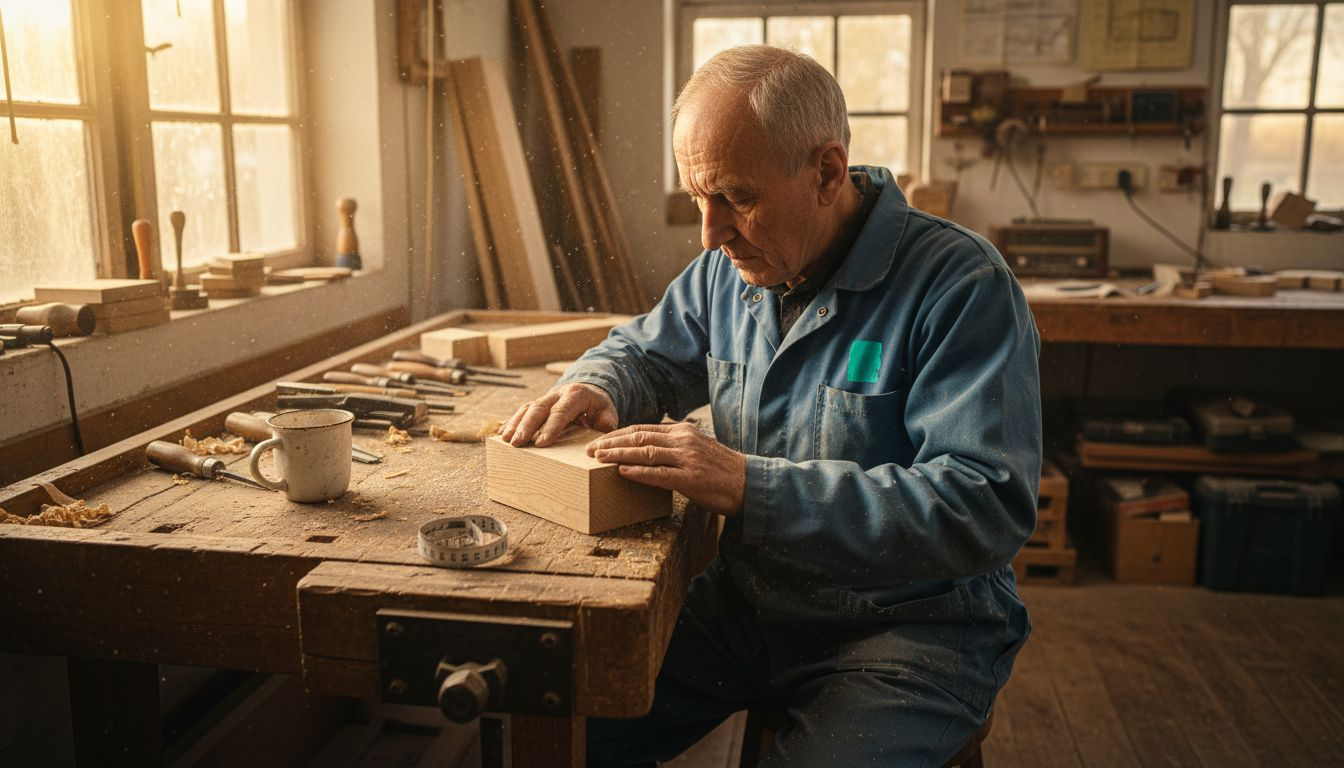 Ein Schreiner fertigt liebevoll Holzspielzeug an.