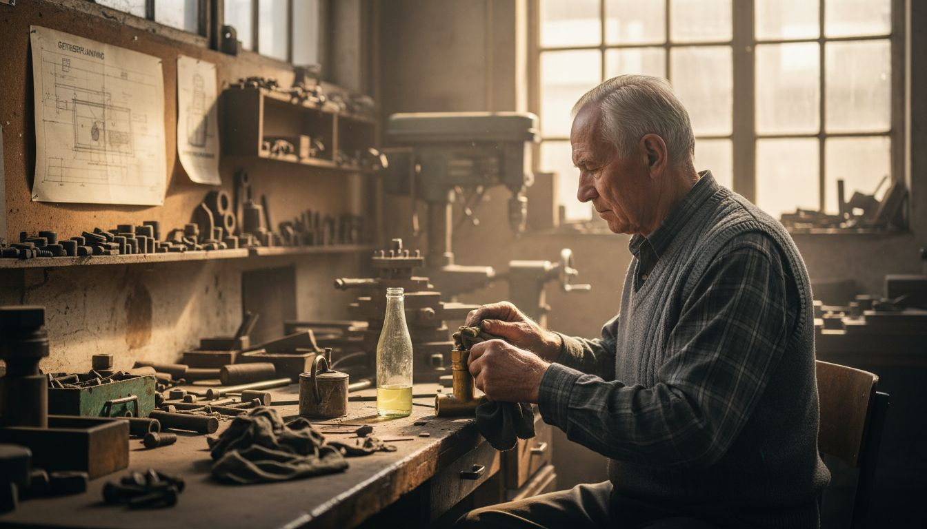 Ein Handwerker bei der Arbeit in einer traditionsreichen deutschen Werkstatt.