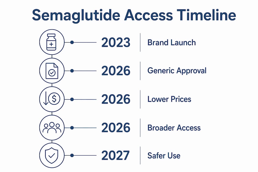 Infographic illustrating semaglutide approval timeline in Canada