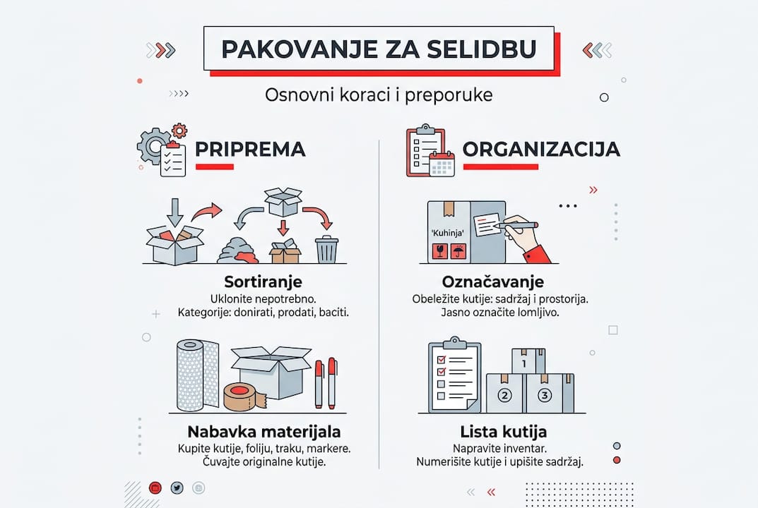 Vodič kroz korake i korisne savete za pakovanje stvari prilikom selidbe – infografik