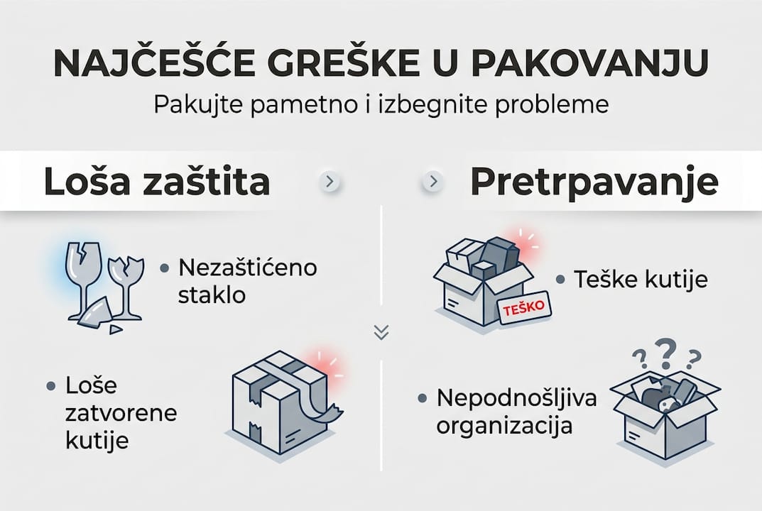 Najčešće greške prilikom pakovanja stvari za selidbu – infografik