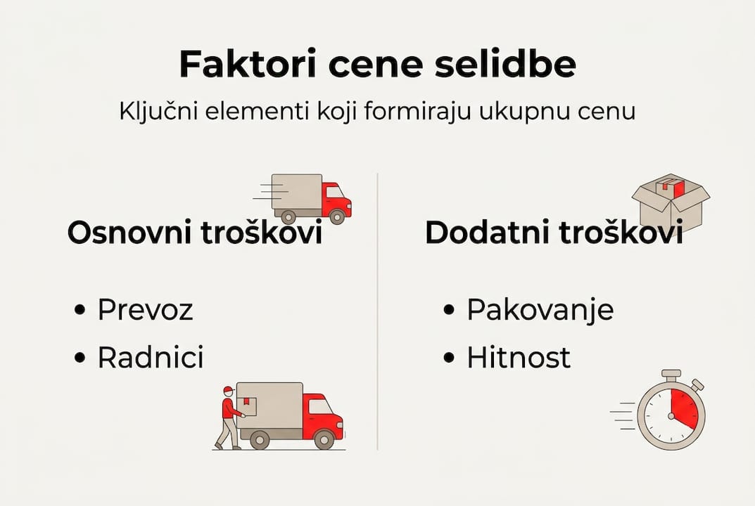 Prikaz najvažnijih faktora koji utiču na cenu selidbe