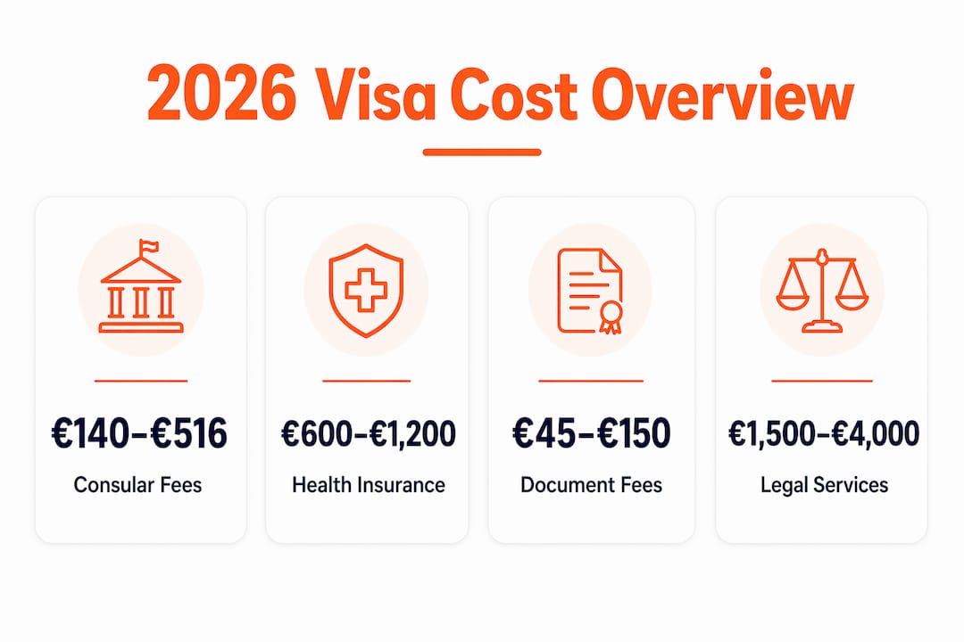 Infographic showing key cost categories for Spain non lucrative visa
