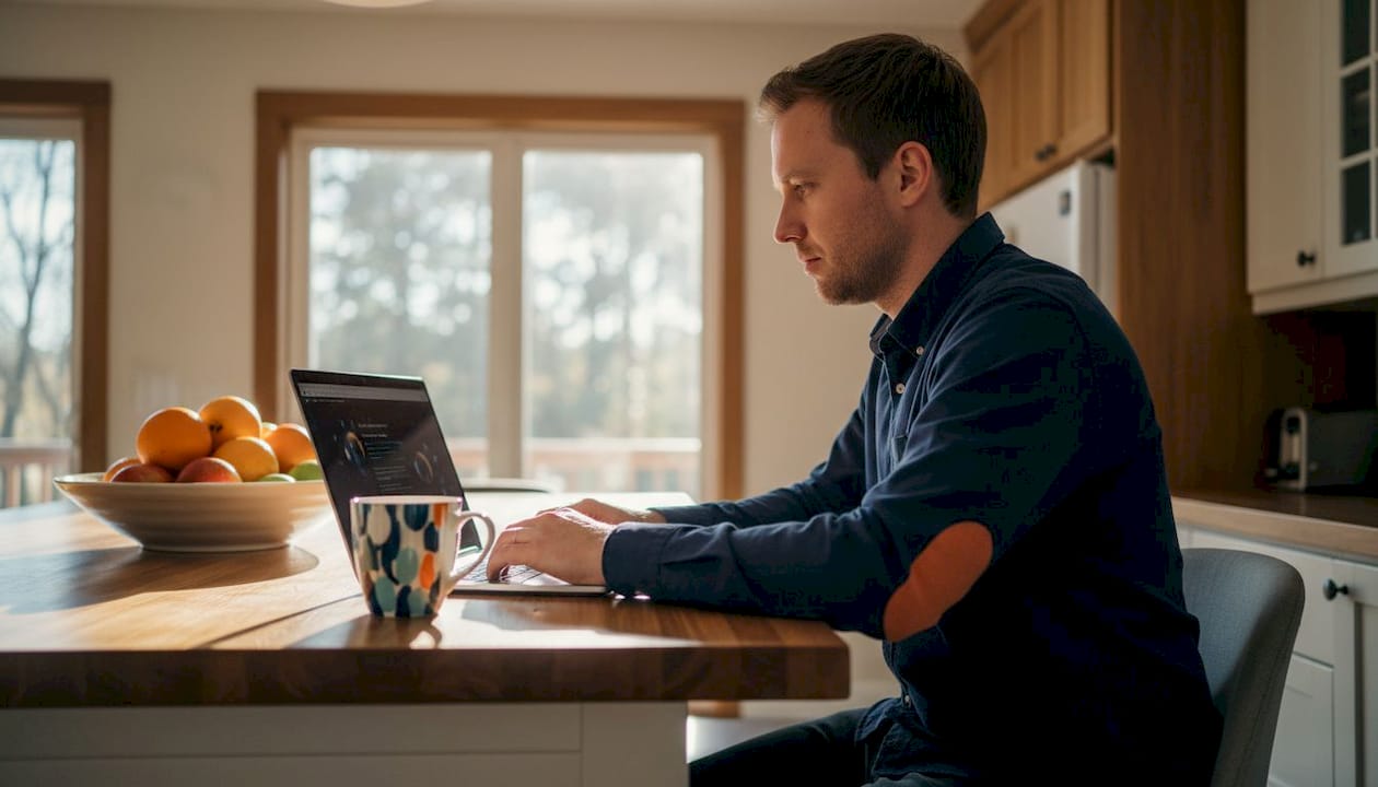 Man booking NIE appointment online at home