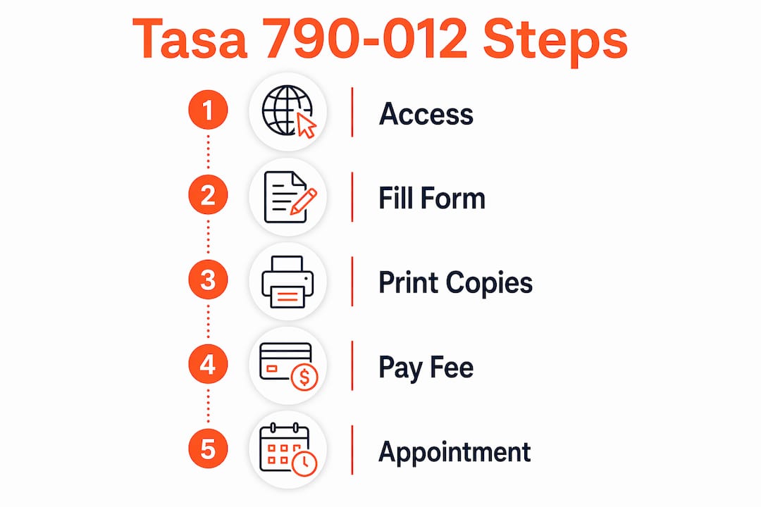 Infographic outlining steps to use tasa 790-012
