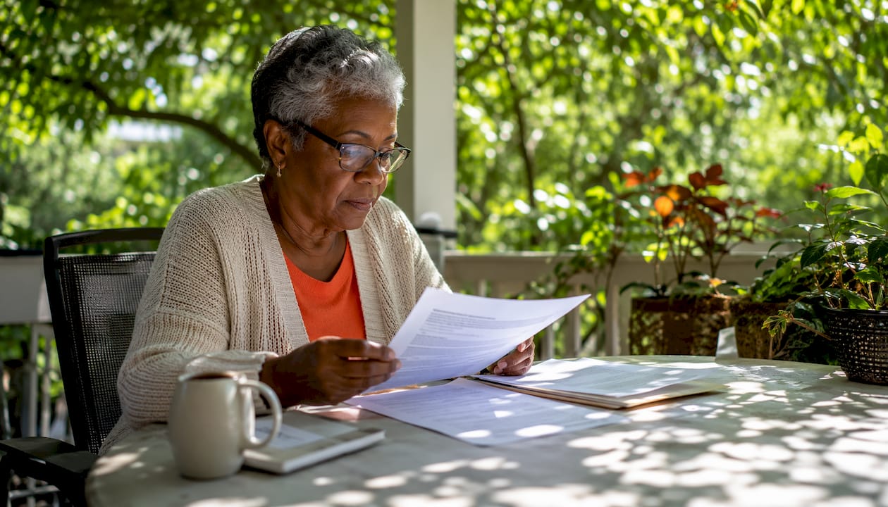 Hands reviewing health insurance policy document