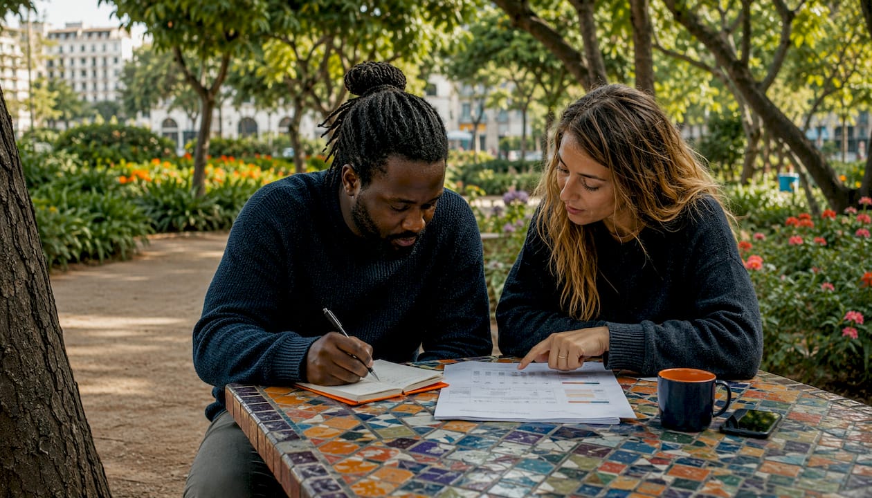 Couple planning digital nomad visa budget