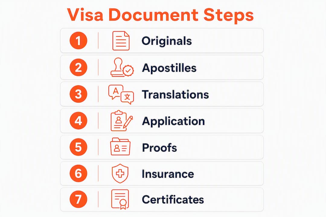 Infographic outlining digital nomad visa document steps