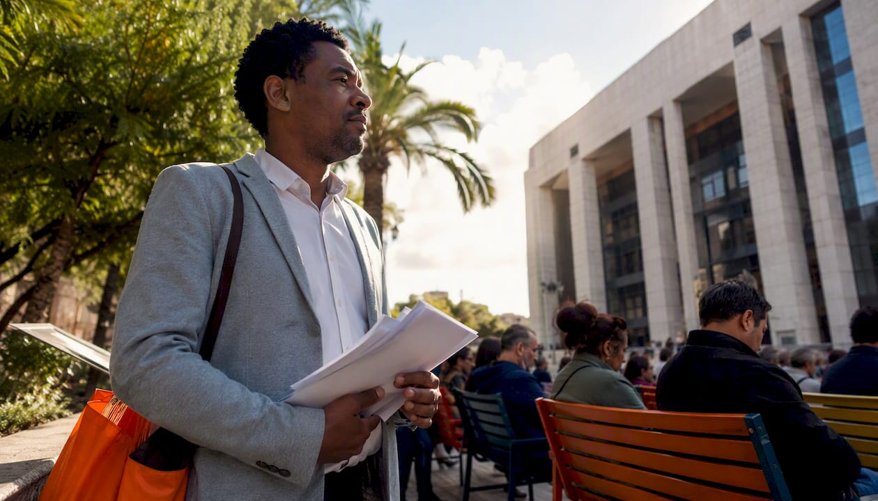 Applicant waiting in government visa office