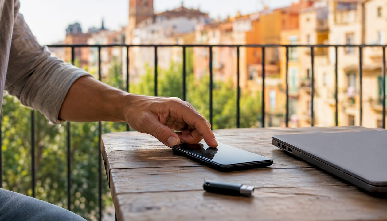 Hand using biometric phone security