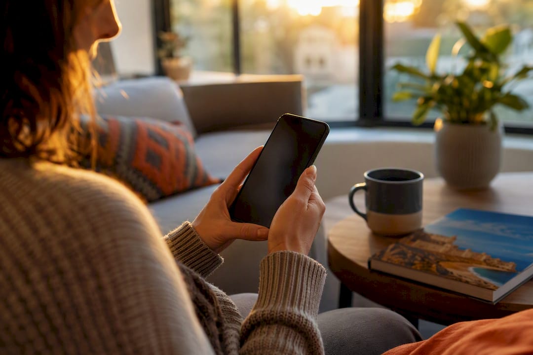 Hands checking appointment on smartphone