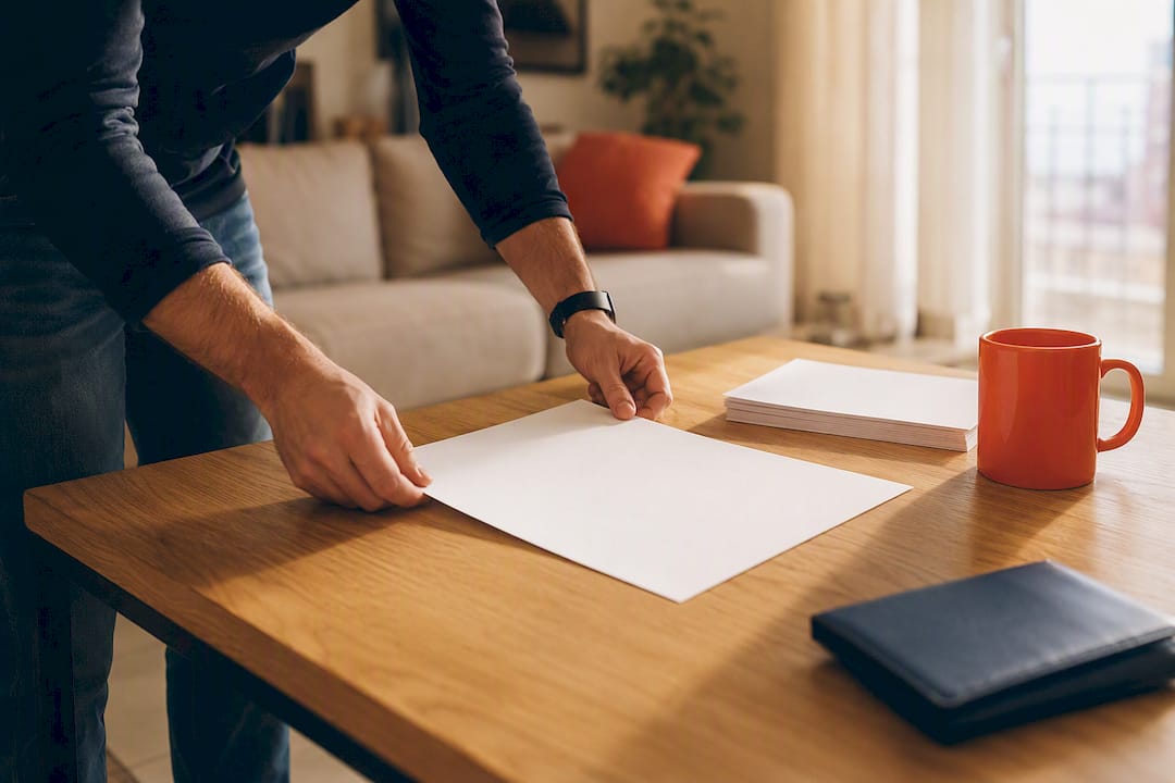Hands stamping certificate on desk