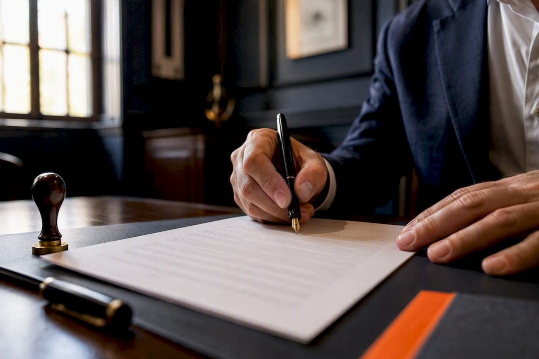 Sponsor signing affidavit at notary office