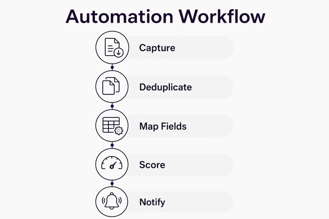Infographic showing lead generation automation workflow steps