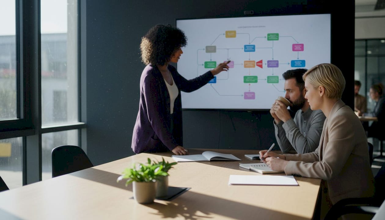Hands collaborating on lead generation workflow
