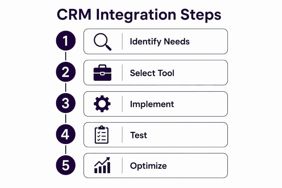 Infographic illustrating CRM integration process steps