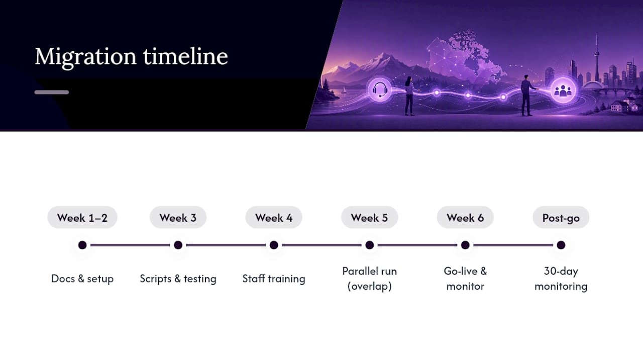 Six-week answering service migration timeline