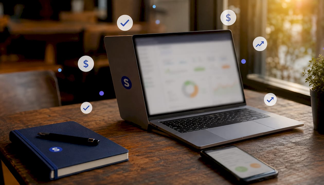 Flat illustration of devices showing PPC dashboards