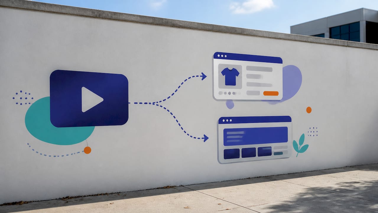 Illustration of video ad directing to brand store or product page