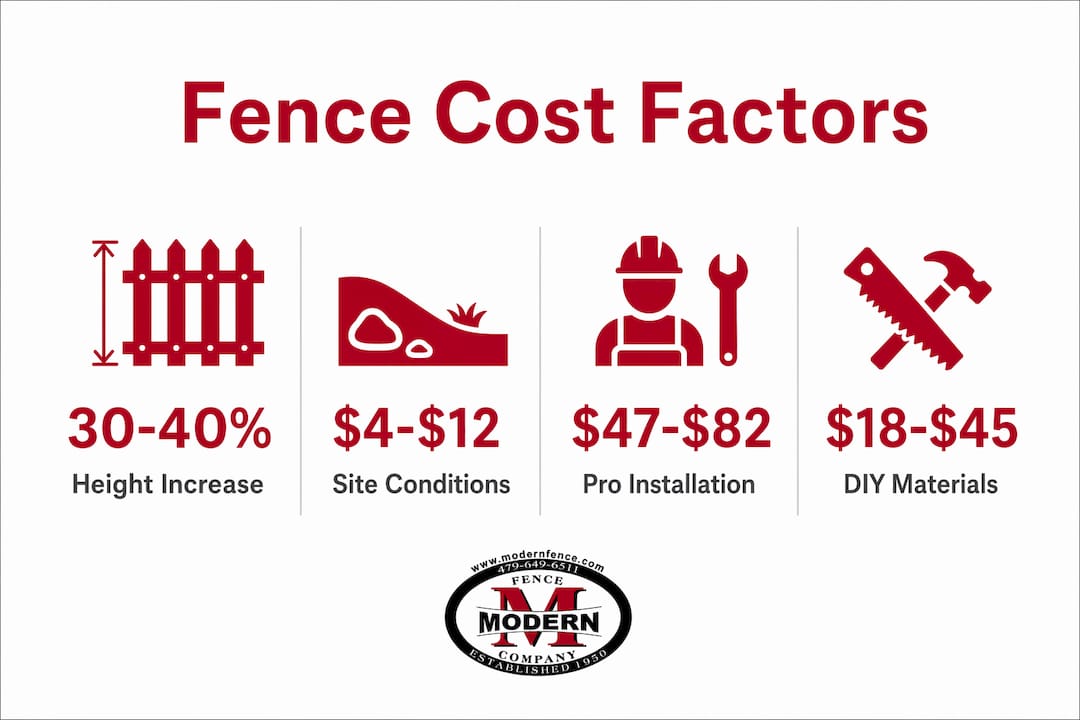 Infographic illustrating vinyl fence installation cost factors