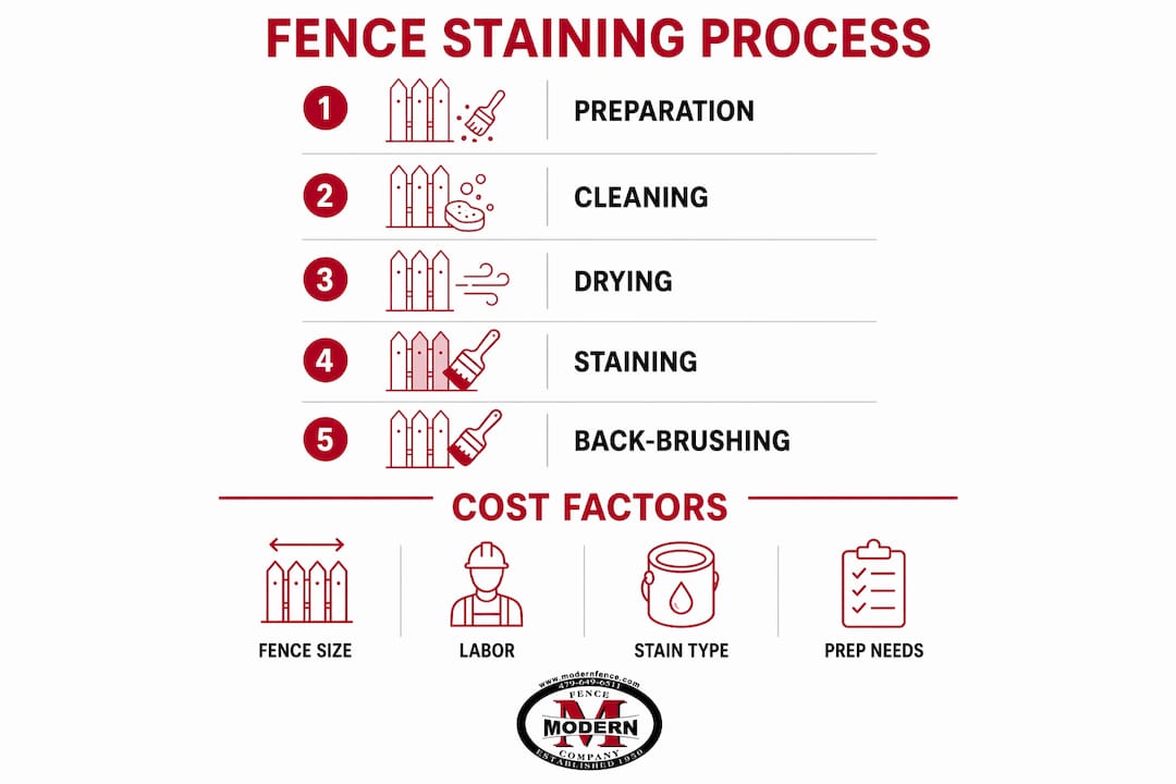 Infographic showing fence staining process and costs