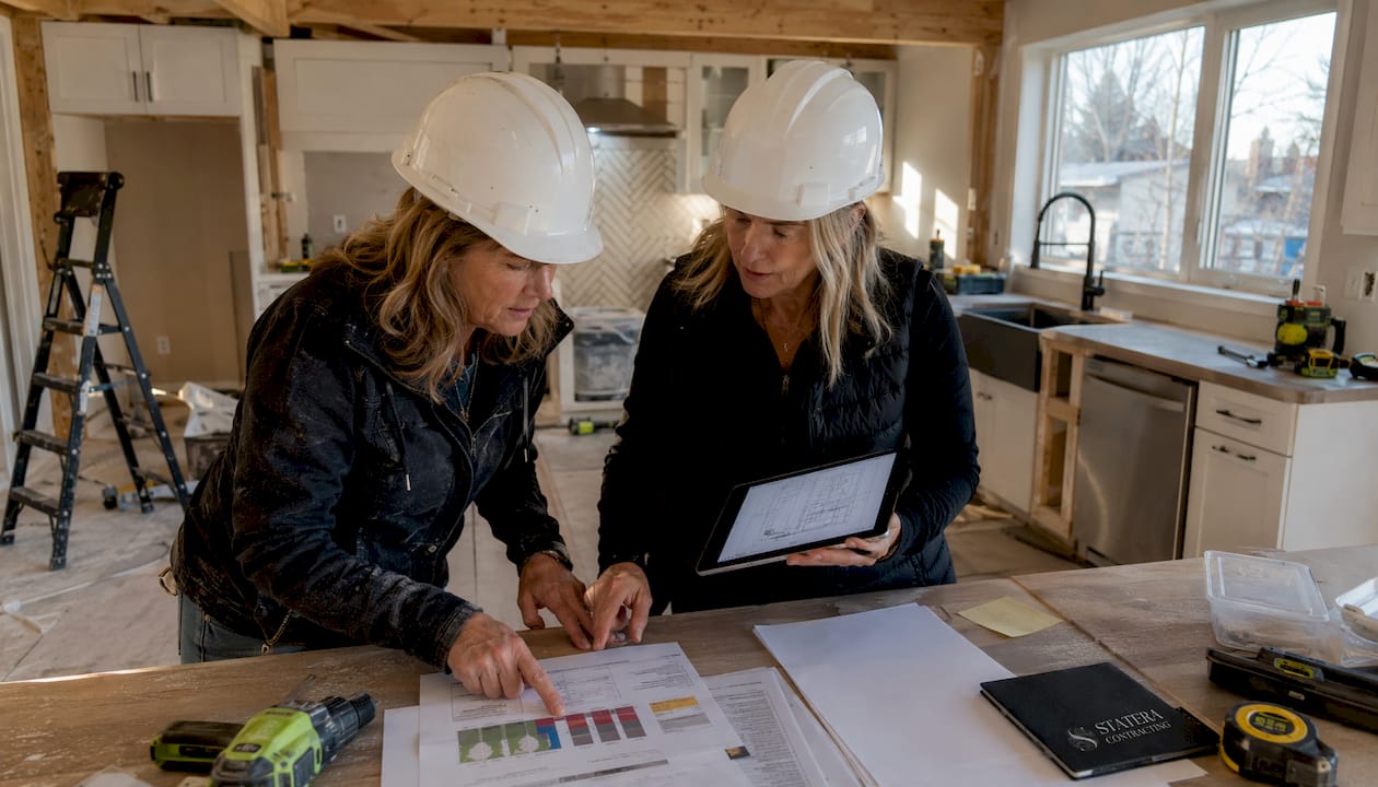 Contractors reviewing tax credit supporting documents