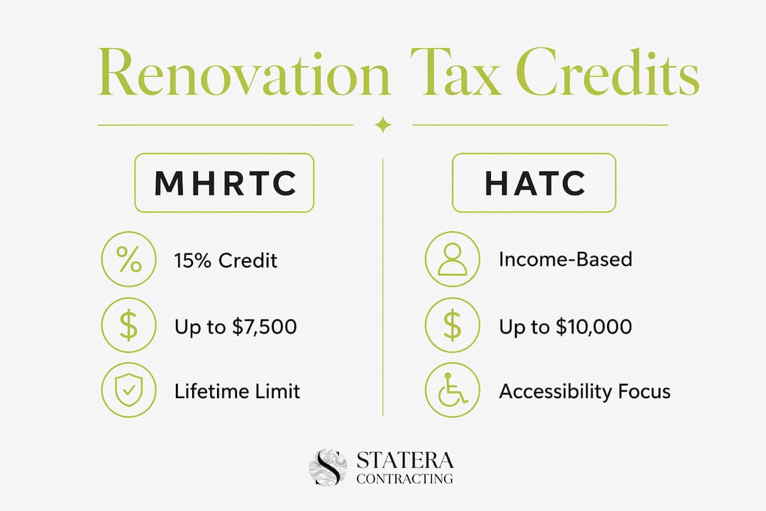 Infographic comparing Canadian renovation tax credits