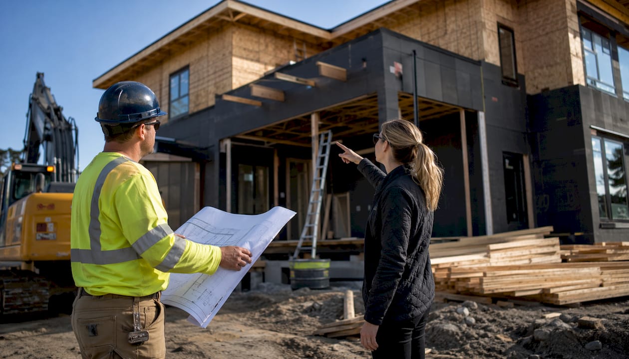 Contractor and project manager on renovation site