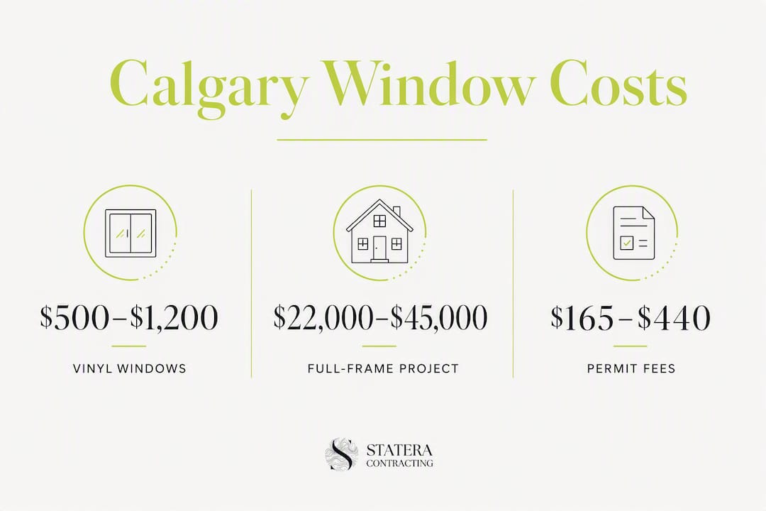 Infographic showing Calgary window replacement cost ranges