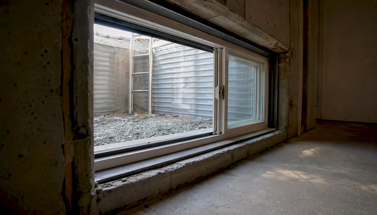 Open emergency egress window in basement