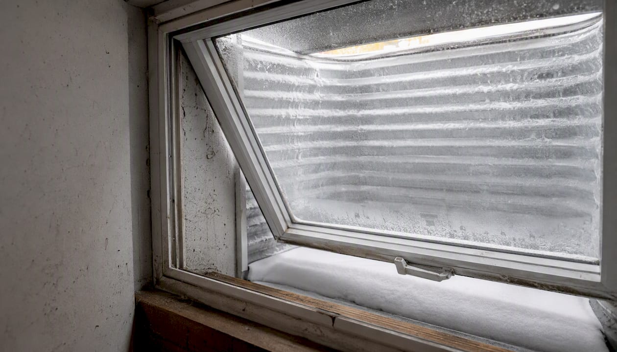 Inward opening hopper basement window