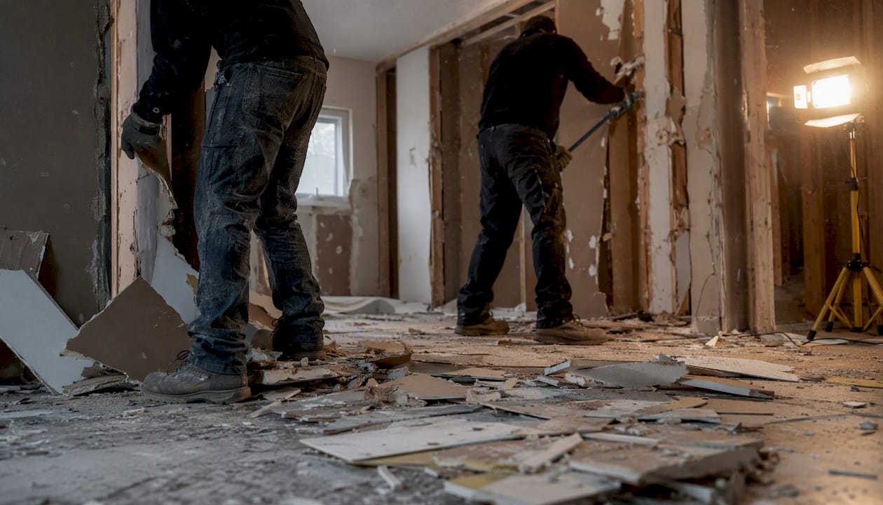 Basement demolition and drywall removal